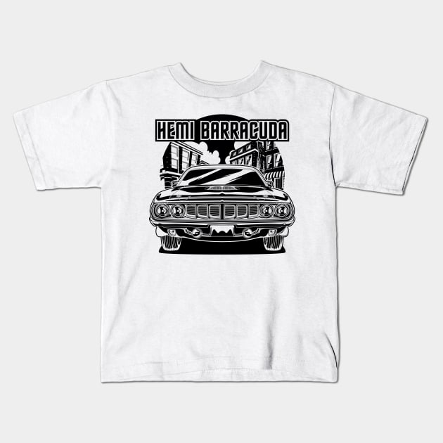 Hemi Cuda (Black Print) Kids T-Shirt by WINdesign